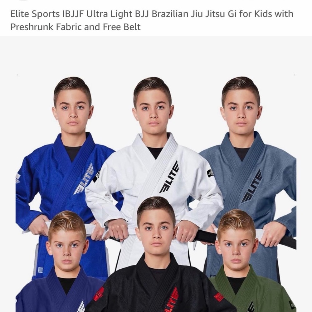 Elite Sports Kids BJJ Gi in Multiple Colors